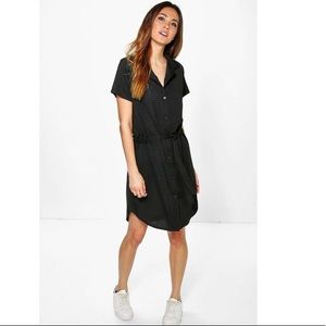 Boohoo black Azra tie waist dress US4